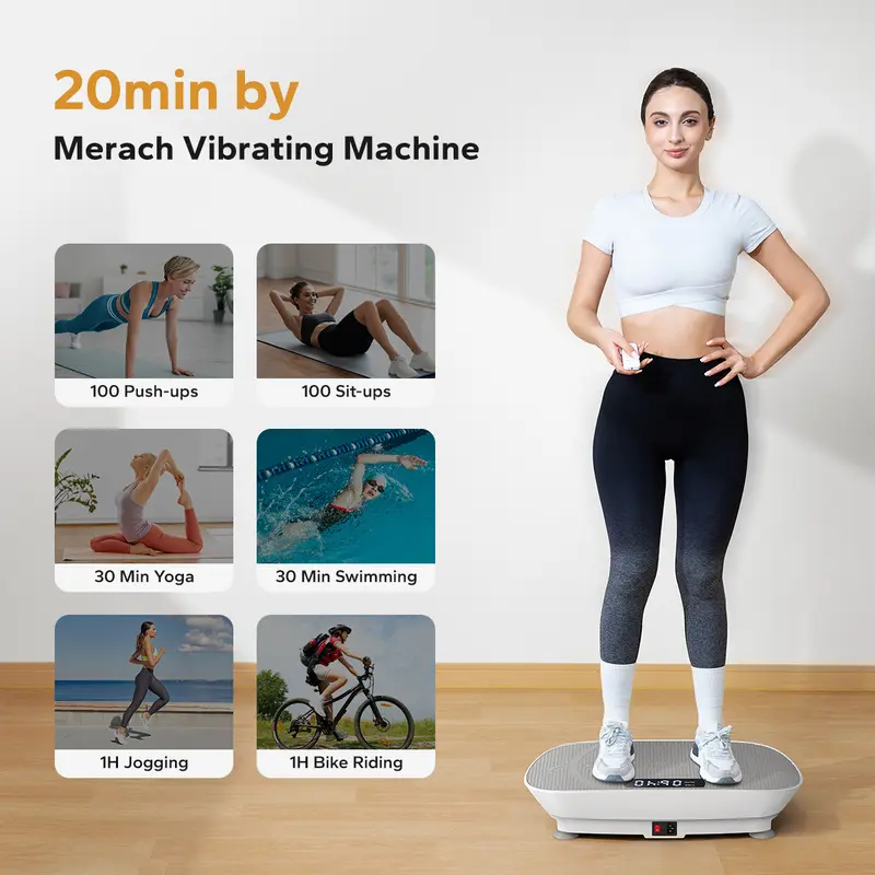 Full Body Vibration Plate Exercise Machine, Compact Home Workout Platform, 400 lbs Capacity