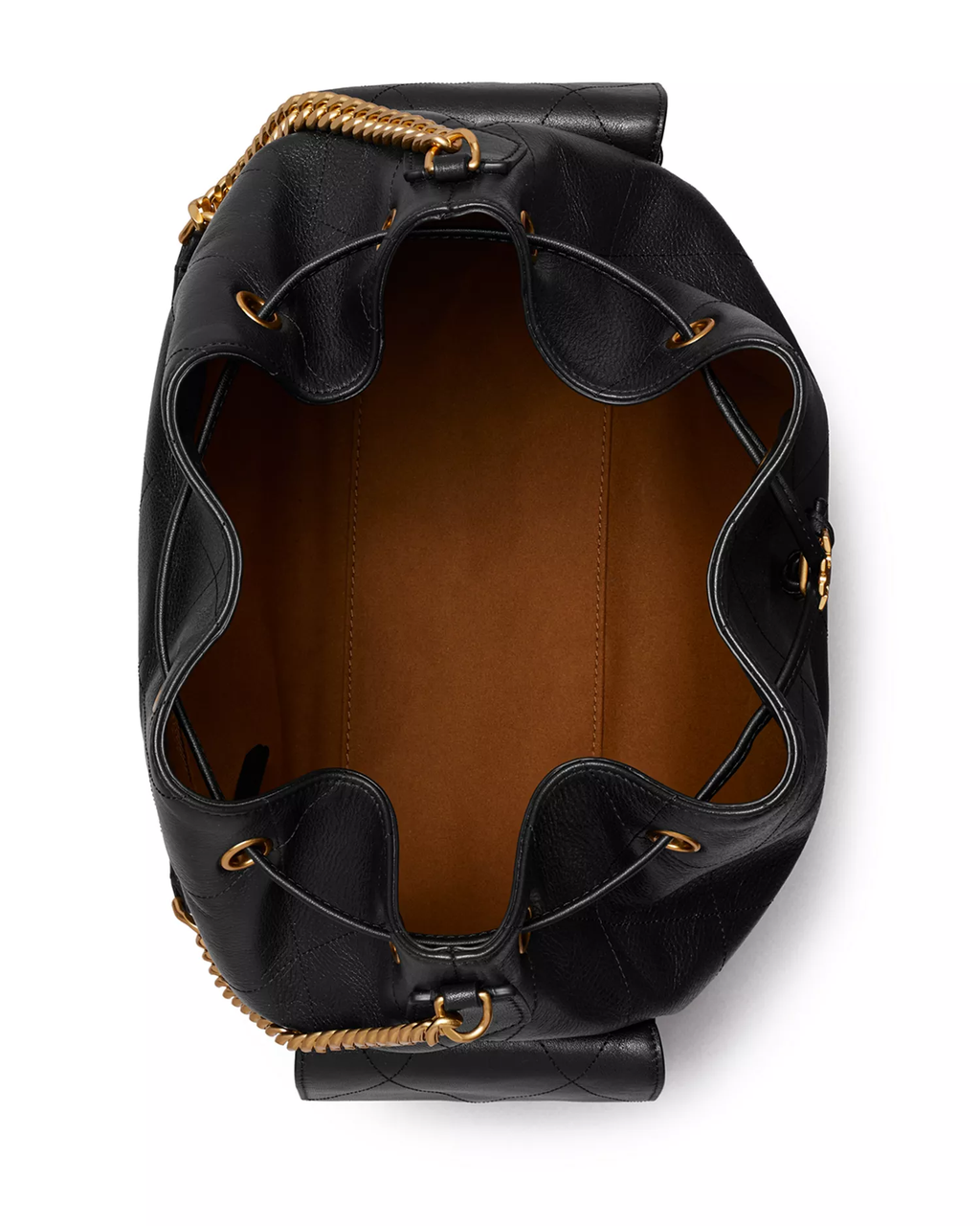 CHARLIE QUILTED SUEDE DRAWSTRING SHOULDER BAG