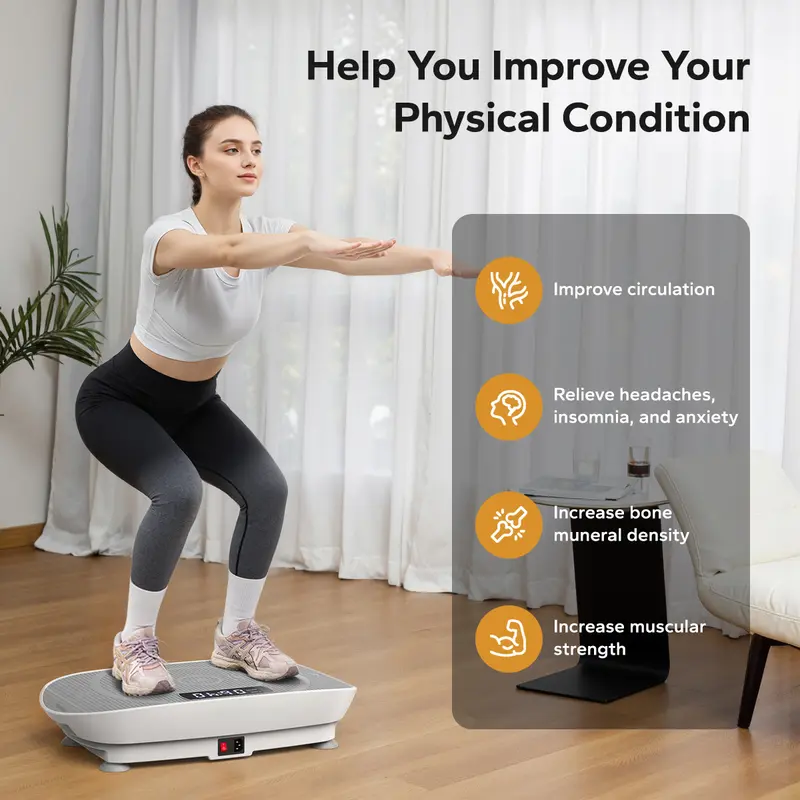 Full Body Vibration Plate Exercise Machine, Compact Home Workout Platform, 400 lbs Capacity