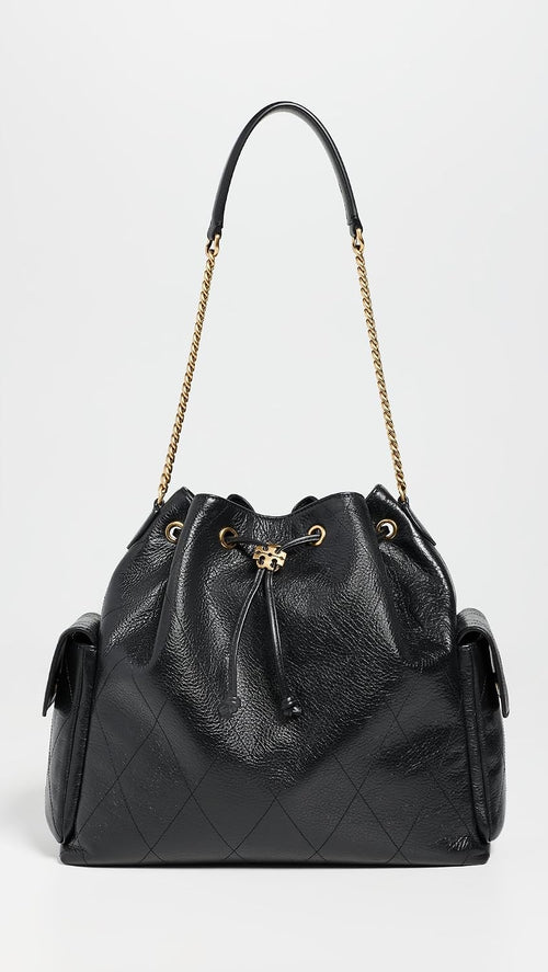 Tory Burch Women's Charlie Quilted Large Drawstring Shoulder Bag