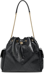 Tory Burch Women's Charlie Quilted Large Drawstring Shoulder Bag