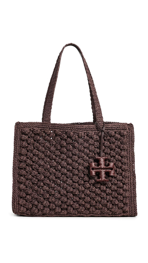 Tory Burch Women's Ella Hand Crochet Popcorn Stitch Small Tote Bag