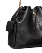 CHARLIE QUILTED SUEDE DRAWSTRING SHOULDER BAG