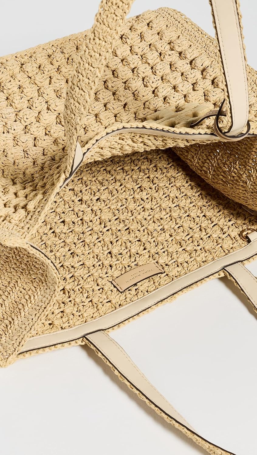 Tory Burch Women's Ella Hand Crochet Popcorn Stitch Small Tote Bag