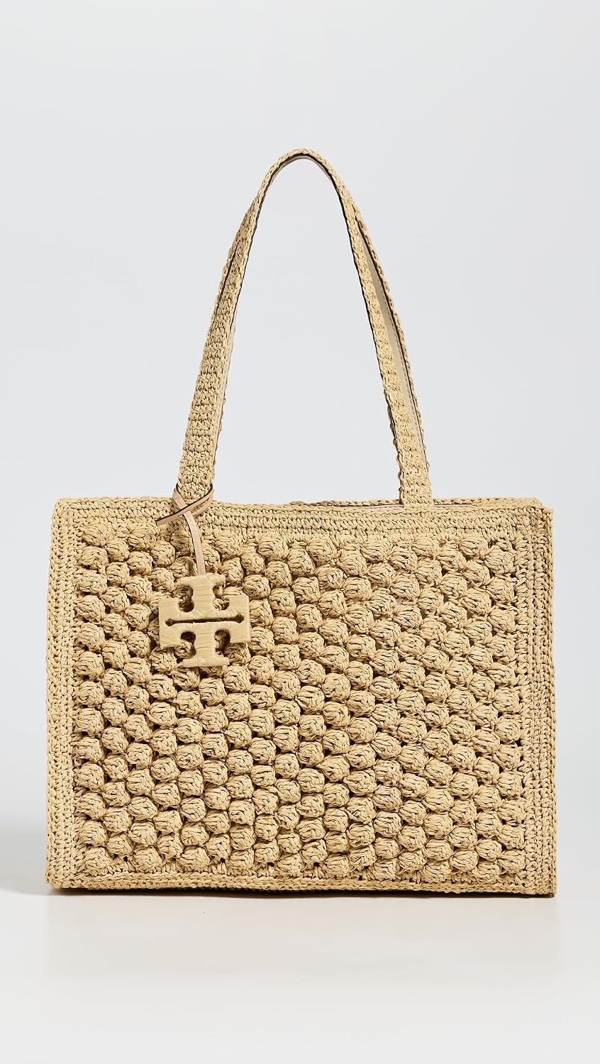Tory Burch Women's Ella Hand Crochet Popcorn Stitch Small Tote Bag