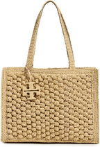 Tory Burch Women's Ella Hand Crochet Popcorn Stitch Small Tote Bag