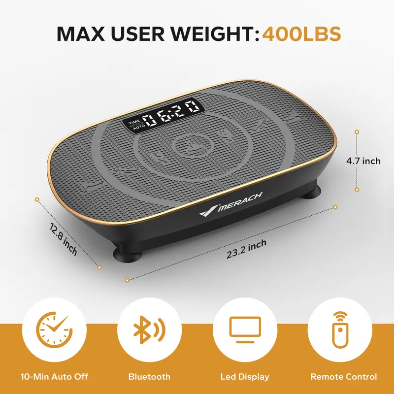 Full Body Vibration Plate Exercise Machine, Compact Home Workout Platform, 400 lbs Capacity