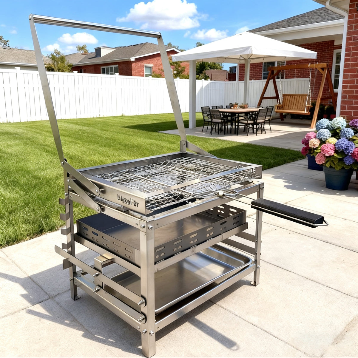 360° Rotating Adjustable Charcoal BBQ Grill