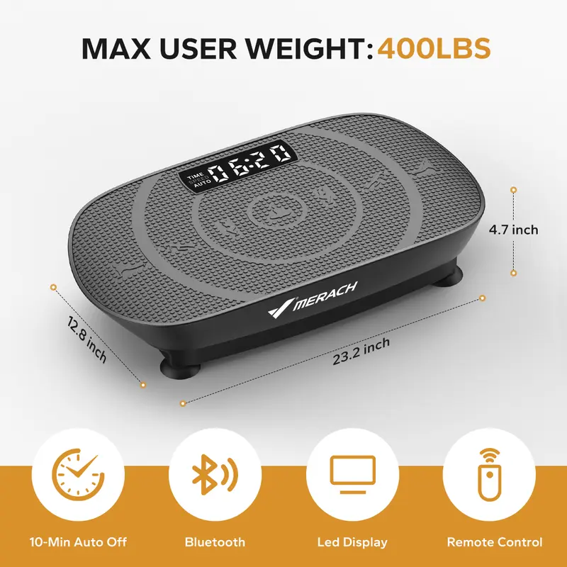 Full Body Vibration Plate Exercise Machine, Compact Home Workout Platform, 400 lbs Capacity