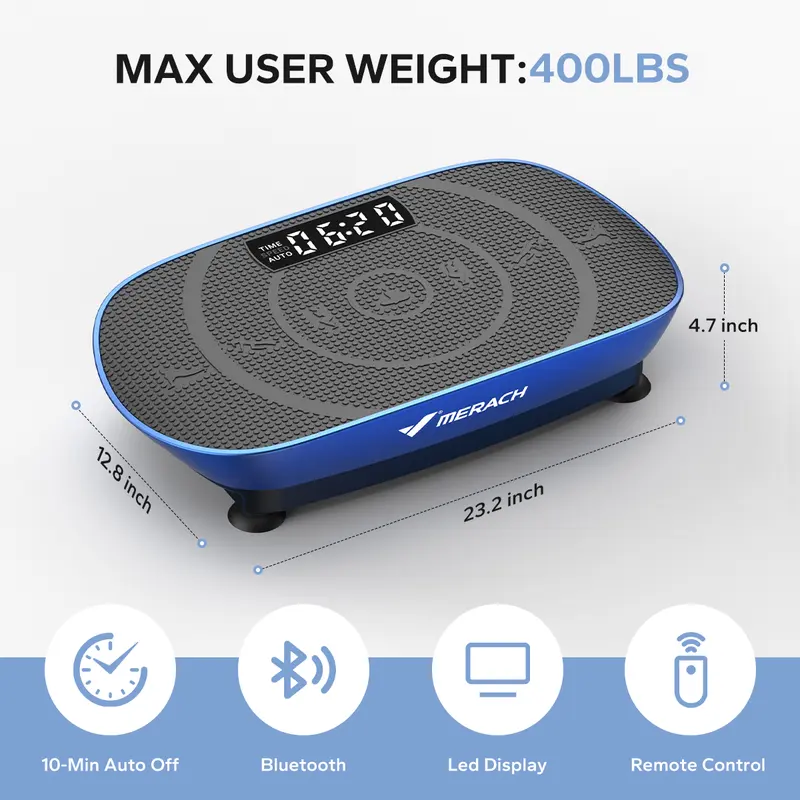 Full Body Vibration Plate Exercise Machine, Compact Home Workout Platform, 400 lbs Capacity