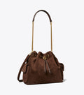 CHARLIE QUILTED SUEDE DRAWSTRING SHOULDER BAG
