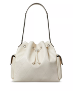 CHARLIE QUILTED SUEDE DRAWSTRING SHOULDER BAG