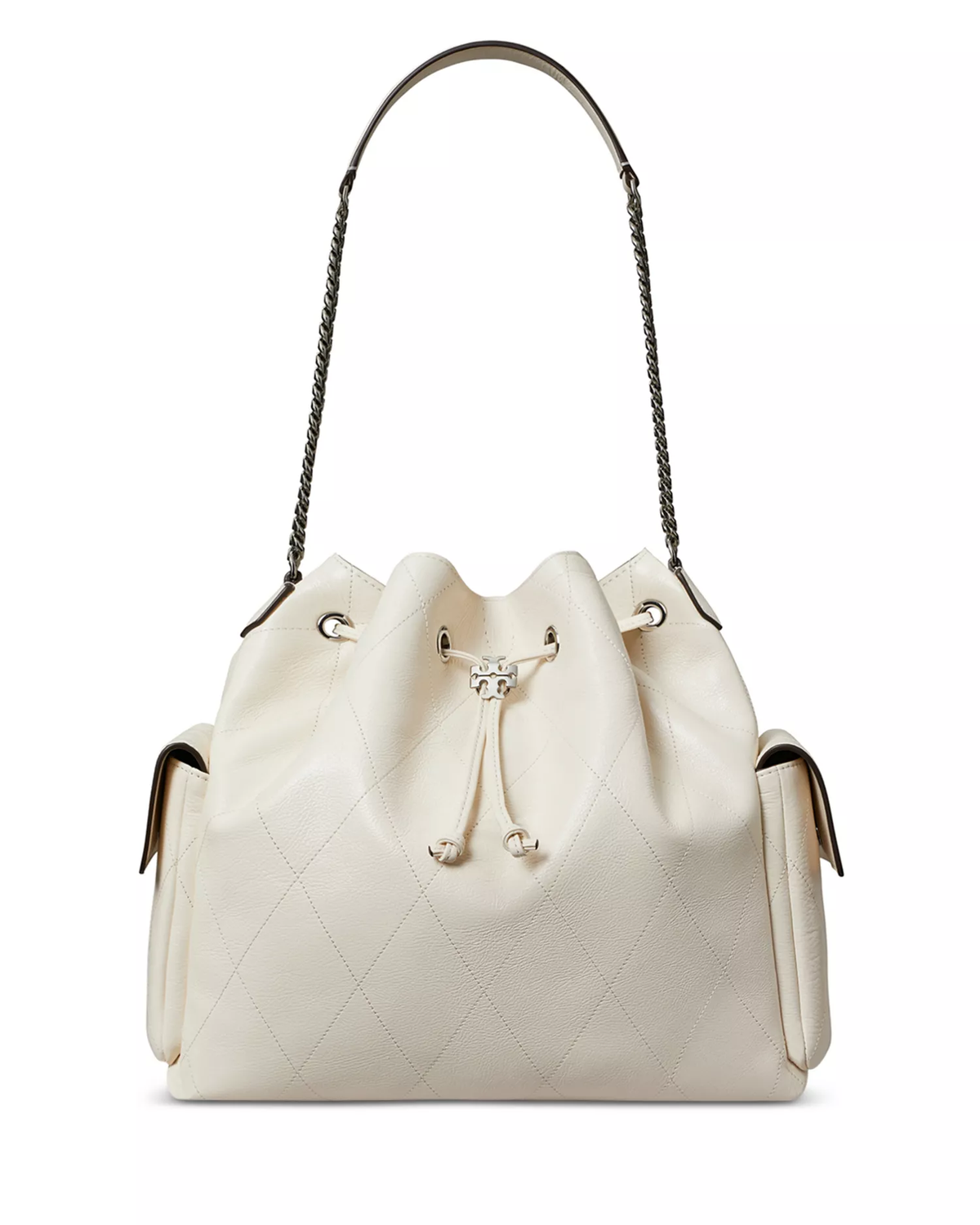 CHARLIE QUILTED SUEDE DRAWSTRING SHOULDER BAG
