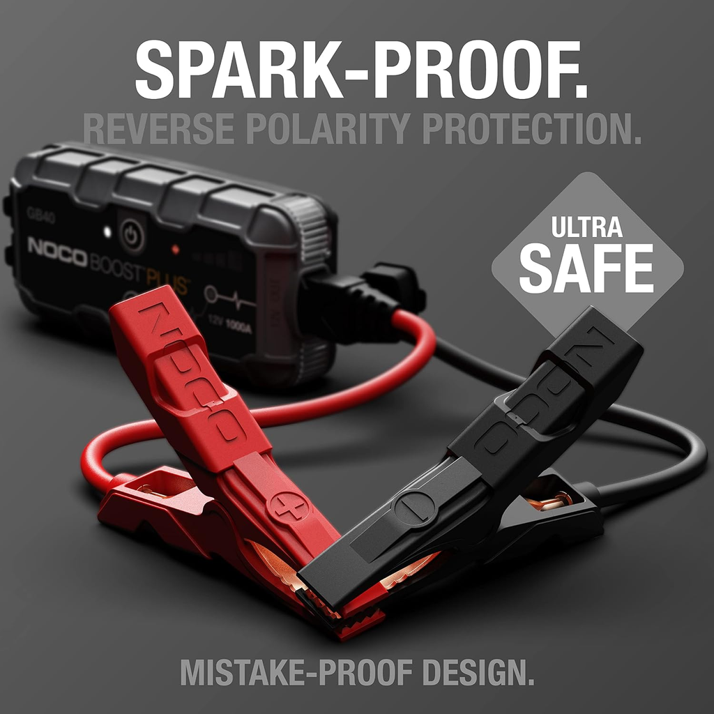 1000A Portable Car Jump Starter with USB Charger, UltraSafe Battery Booster for Gas & Diesel Engines